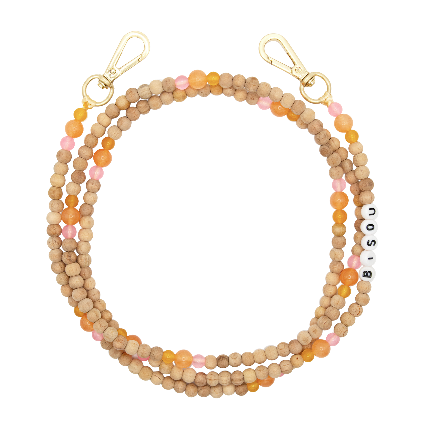 Chaîne de telephone bandouliere en perles de bois