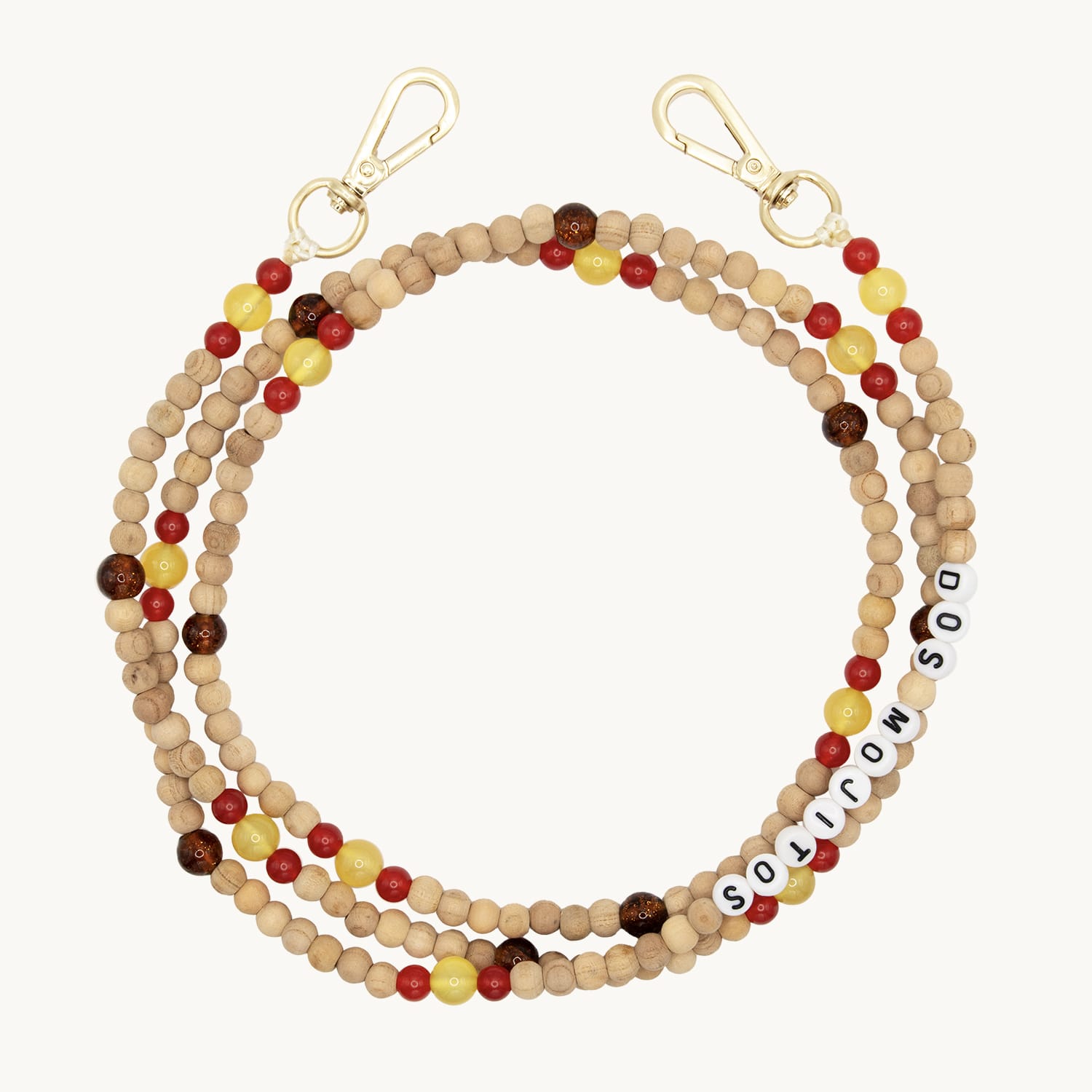 Chaîne de telephone bandouliere en perles de bois