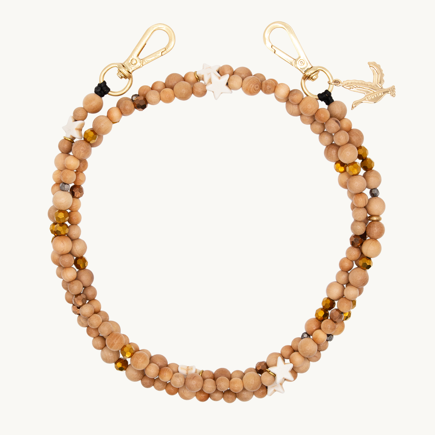 Chaîne de telephone bandouliere en perles de bois