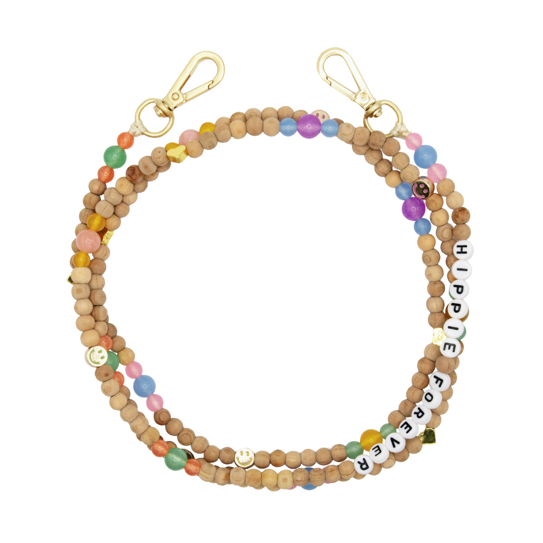 Chaîne de telephone bandouliere en perles de bois