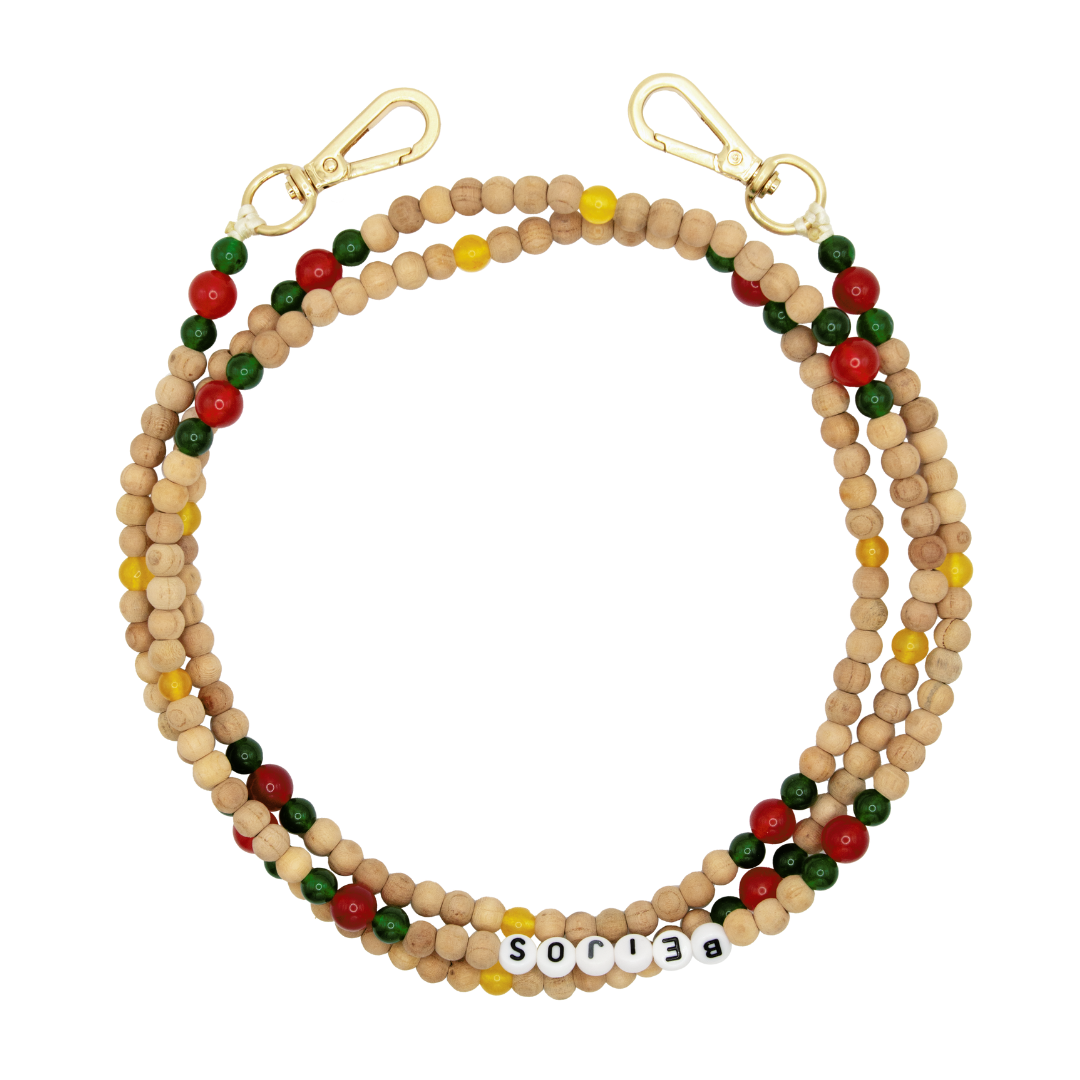 Chaîne de telephone bandouliere en perles de bois