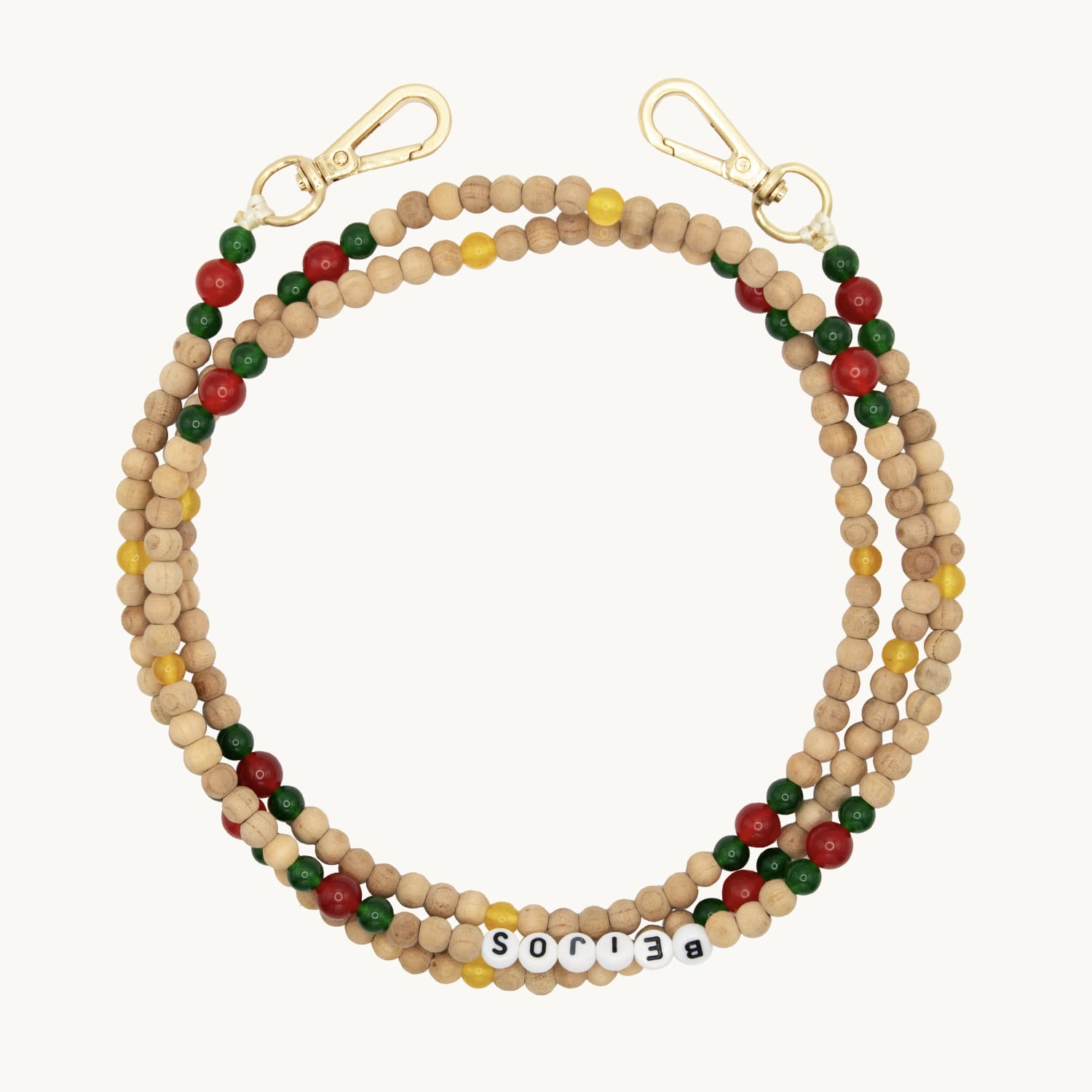 Chaîne de telephone bandouliere en perles de bois