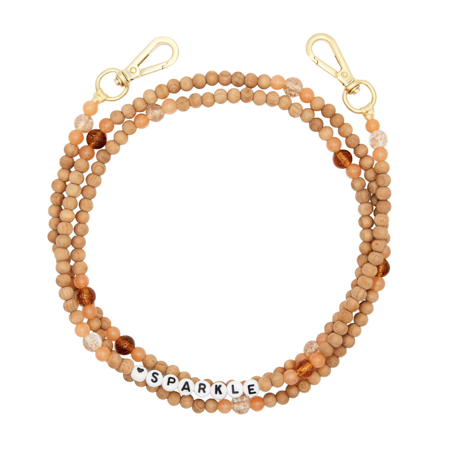 Chaîne de telephone bandouliere en perles de bois