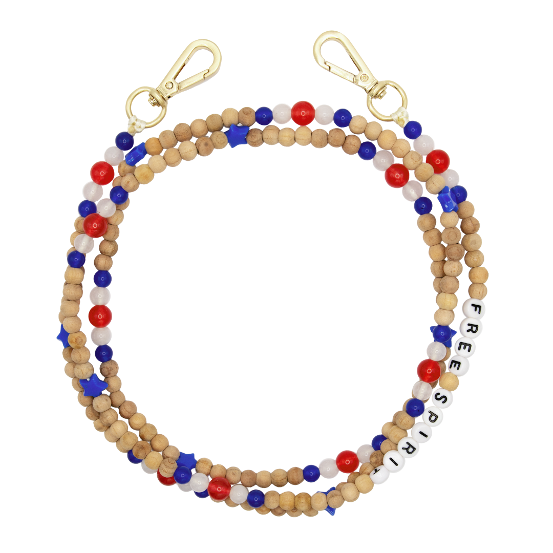 Chaîne de telephone bandouliere en perles de bois