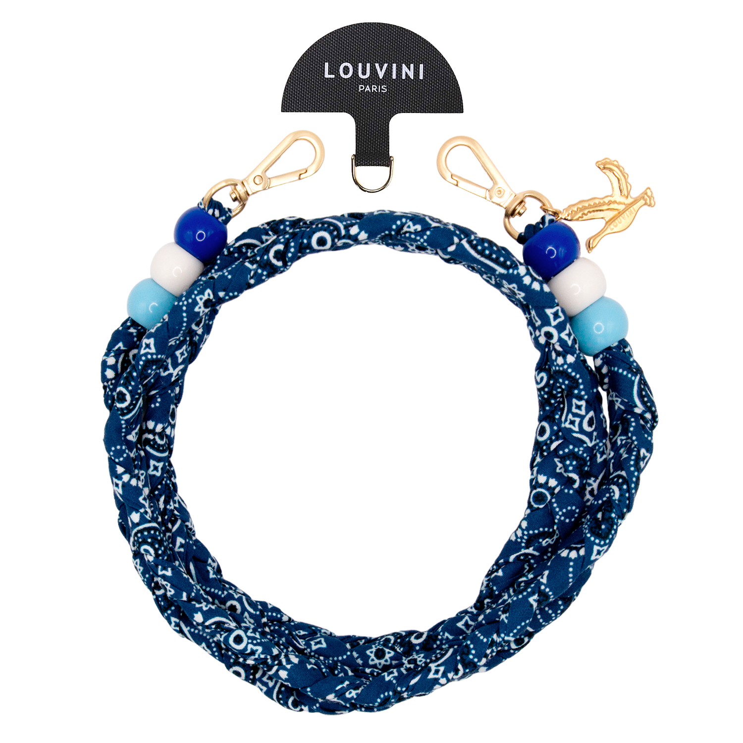 Cordon de telephone bandana marine avec adaptateur