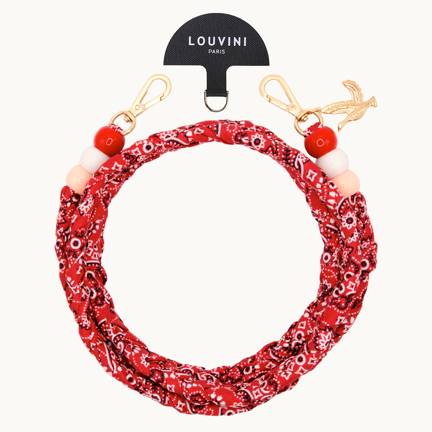 Cordon de telephone bandana rouge avec adaptateur