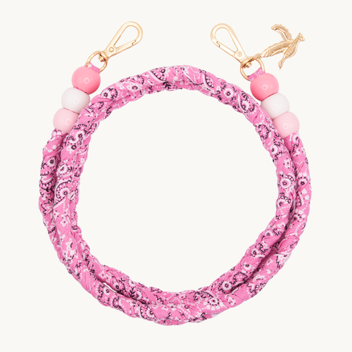 Cordon ARIZONA Rose imprimé bandana à perles bandouliere de telephone a mousquetons