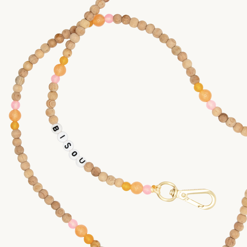 Bandoulière en perles de bois