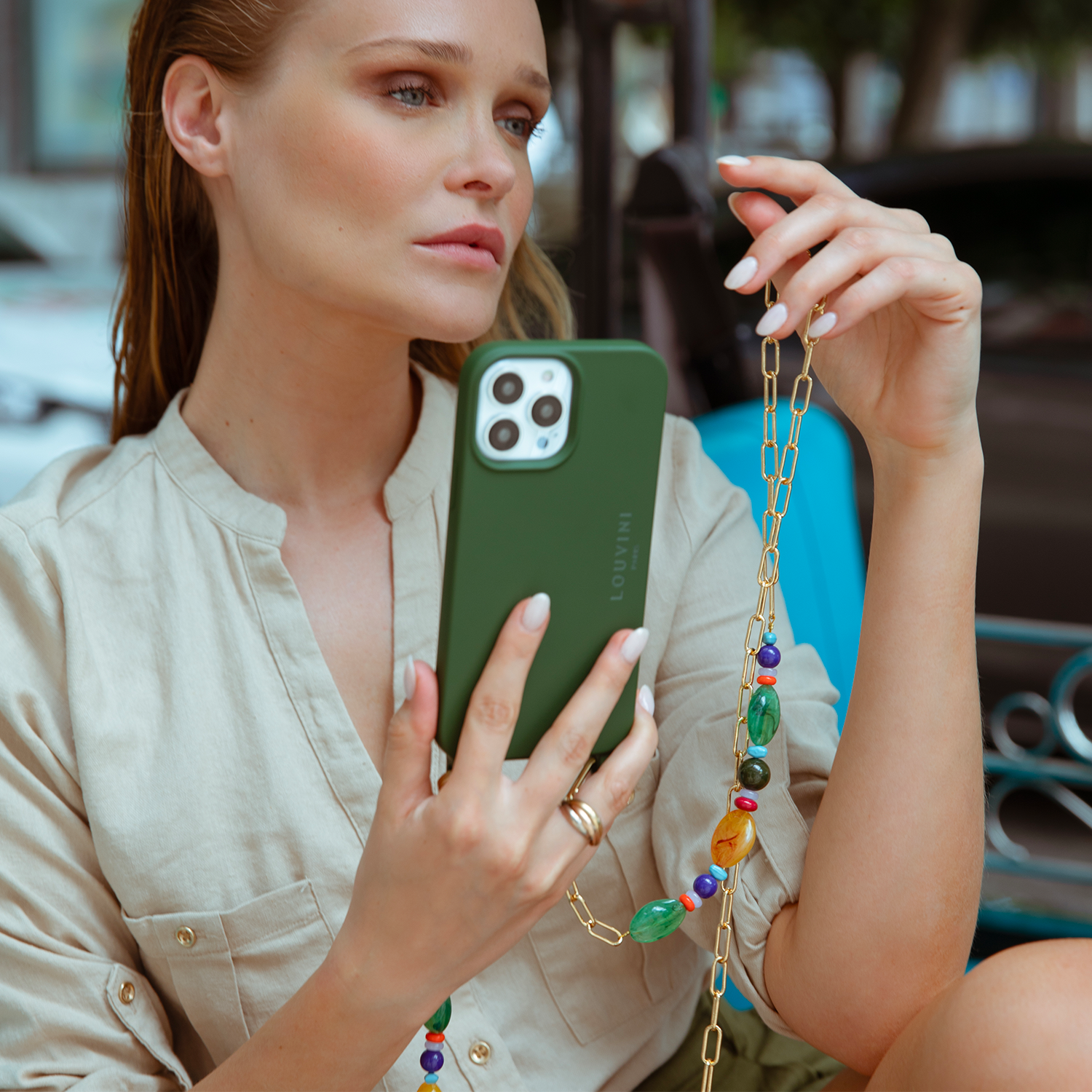 Coque iPhone MagSafe avec anneaux MILO - Olive