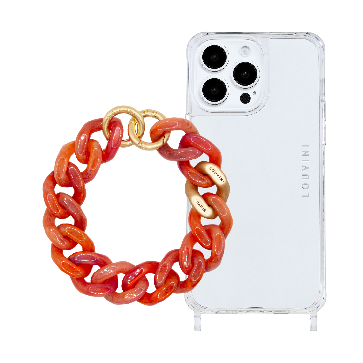 ensemble coque de téléphone transparente avec bracelet tropical