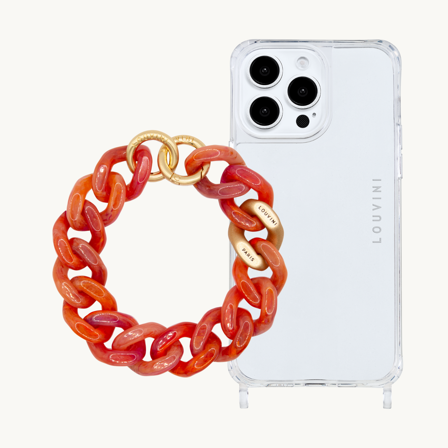 ensemble coque de téléphone transparente avec bracelet tropical