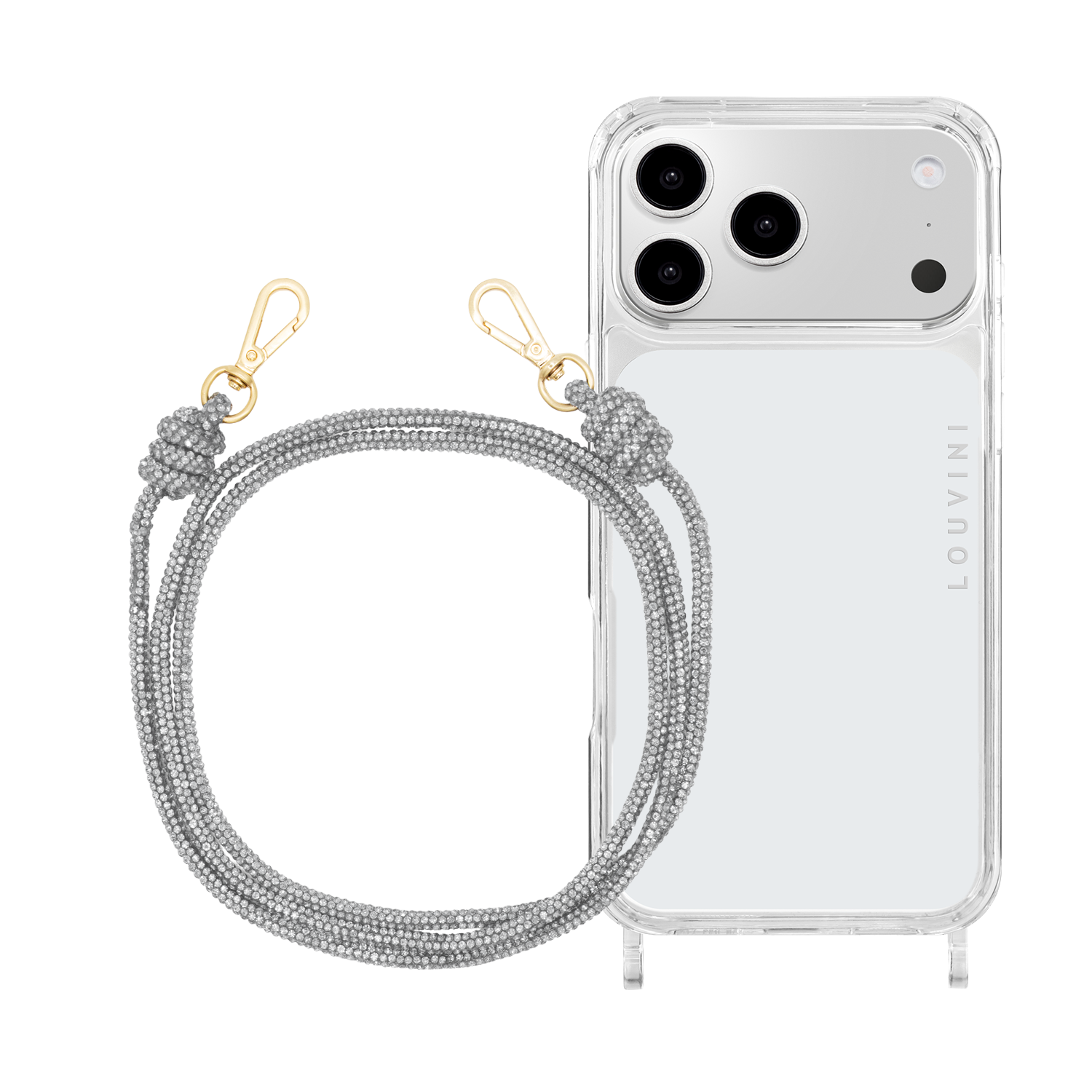 Coque iPhone CHARLIE & cordon KIM Argenté