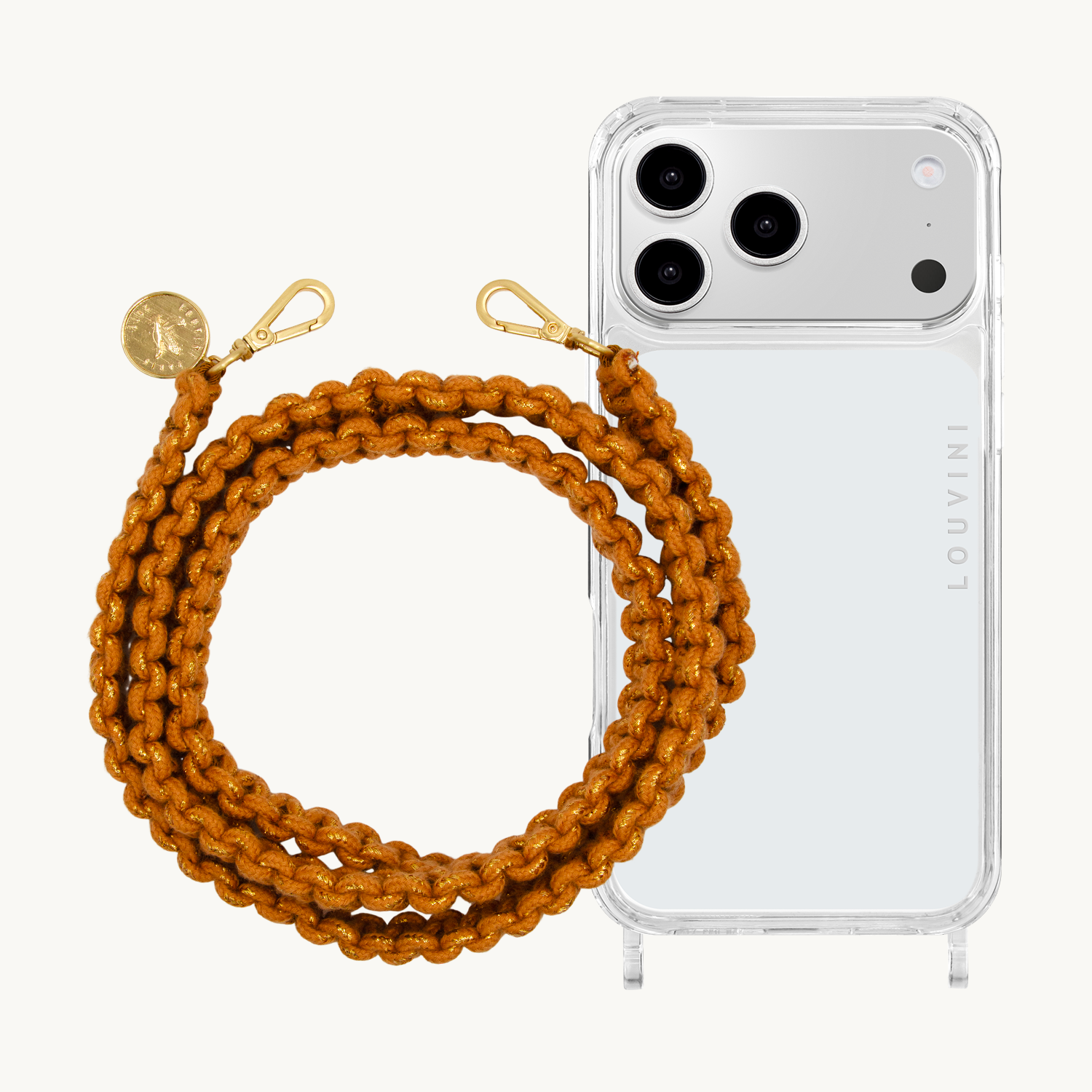 Coque iPhone CHARLIE & cordon PALMA Caramel