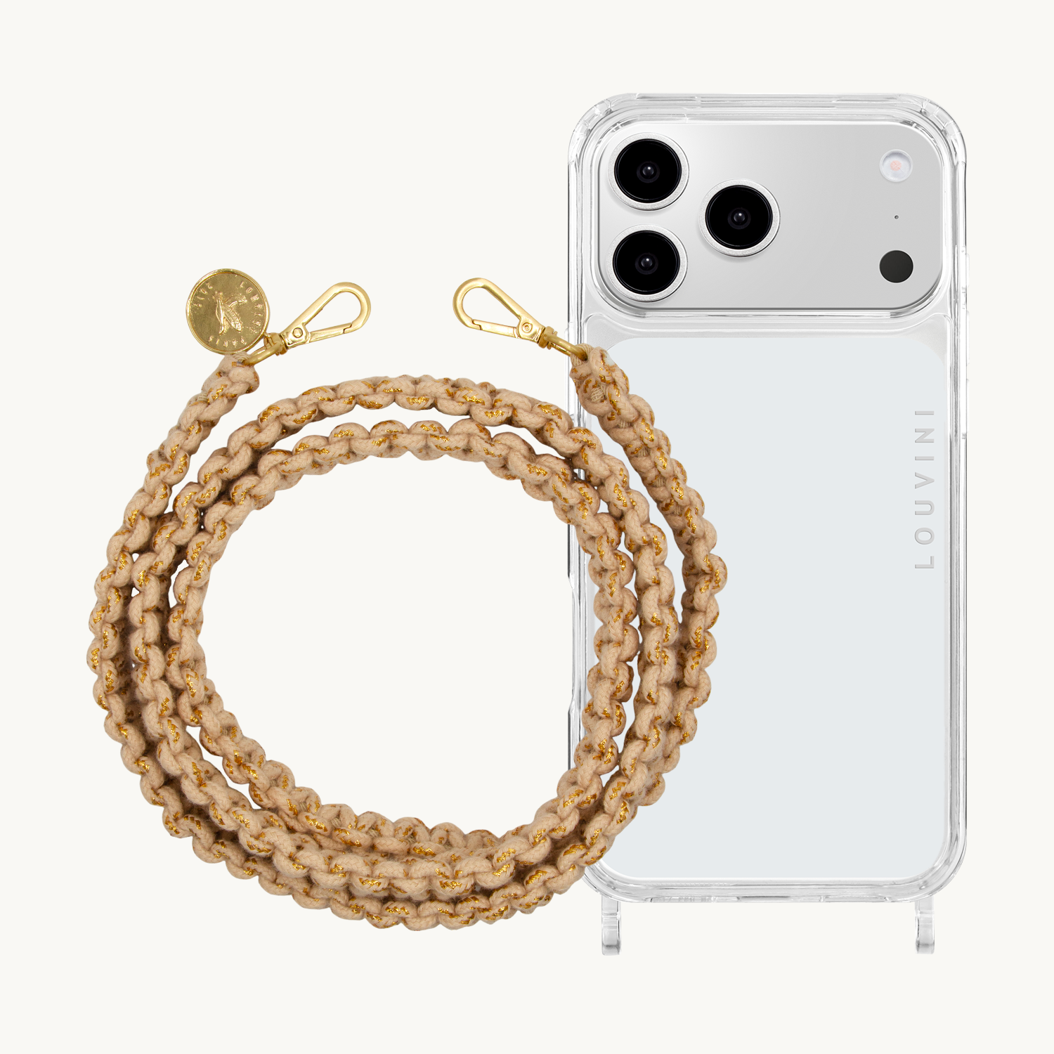 Coque iPhone CHARLIE & cordon PALMA Écru