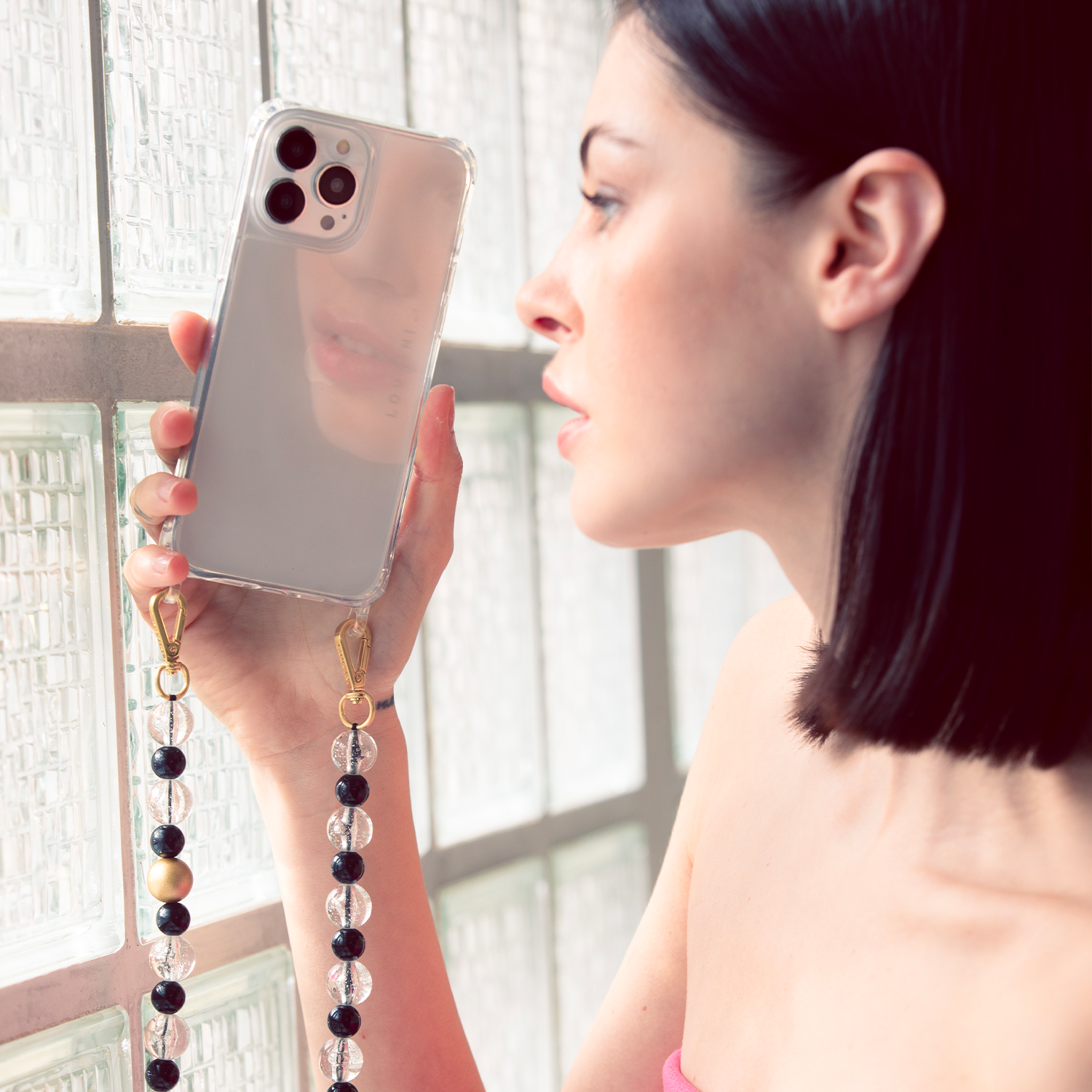 Coque iPhone avec anneaux CHARLIE - Transparente