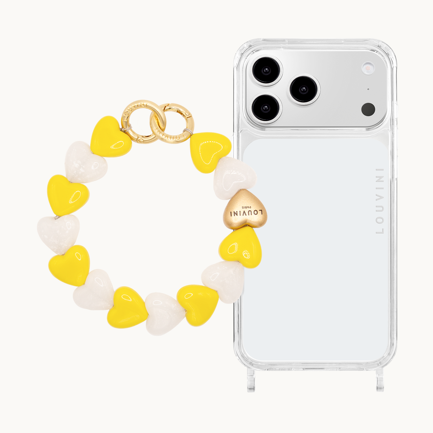 Coque iPhone CHARLIE & Bracelet PETIT CUORE Jaune-Blanc