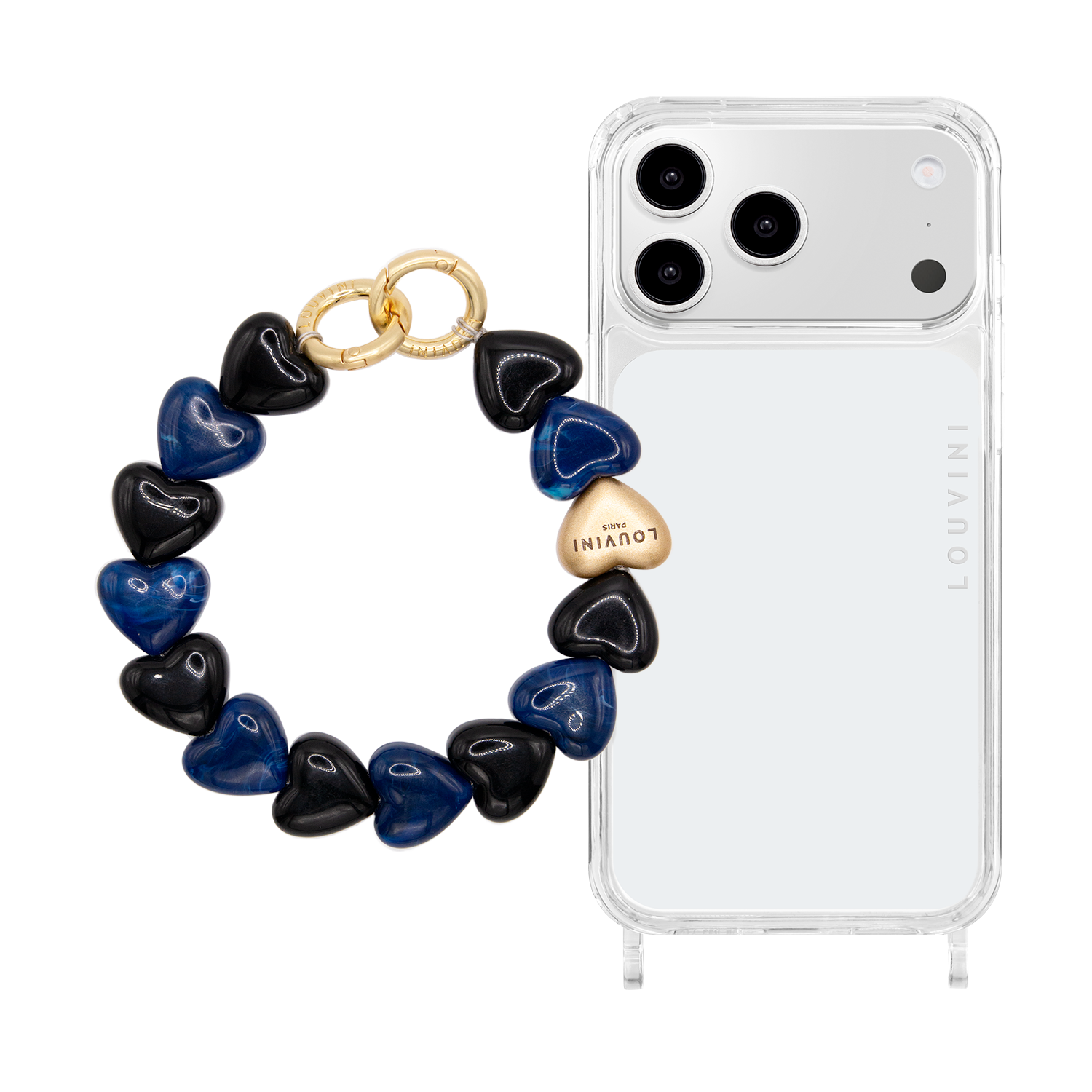 Coque iPhone CHARLIE & Bracelet PETIT CUORE Noir-Marine