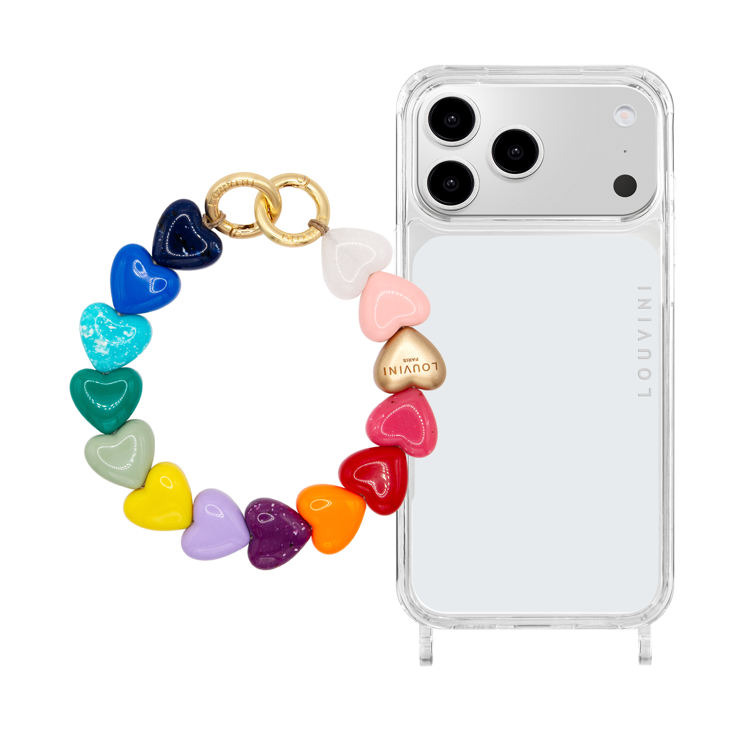 Coque iPhone CHARLIE & bracelet PETIT CUORE Arc-en-ciel