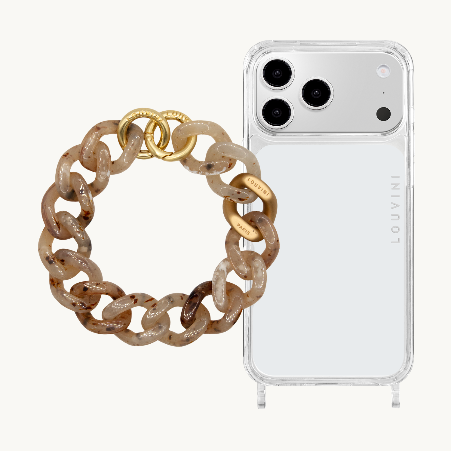 Coque iPhone CHARLIE & bracelet PETIT ZOE Beige Écaille