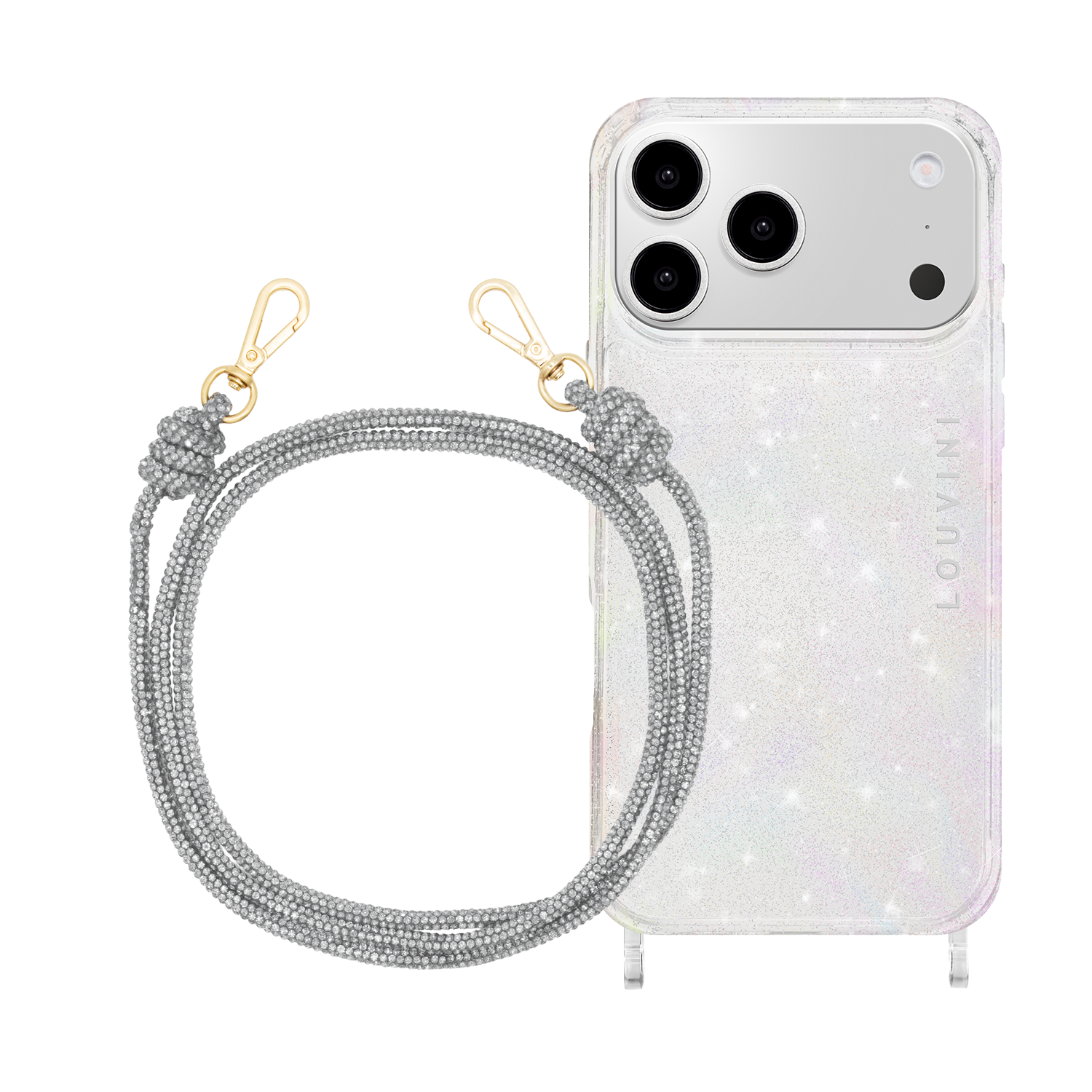 Coque iPhone CHARLIE Sparkle & Cordon KIM Argenté