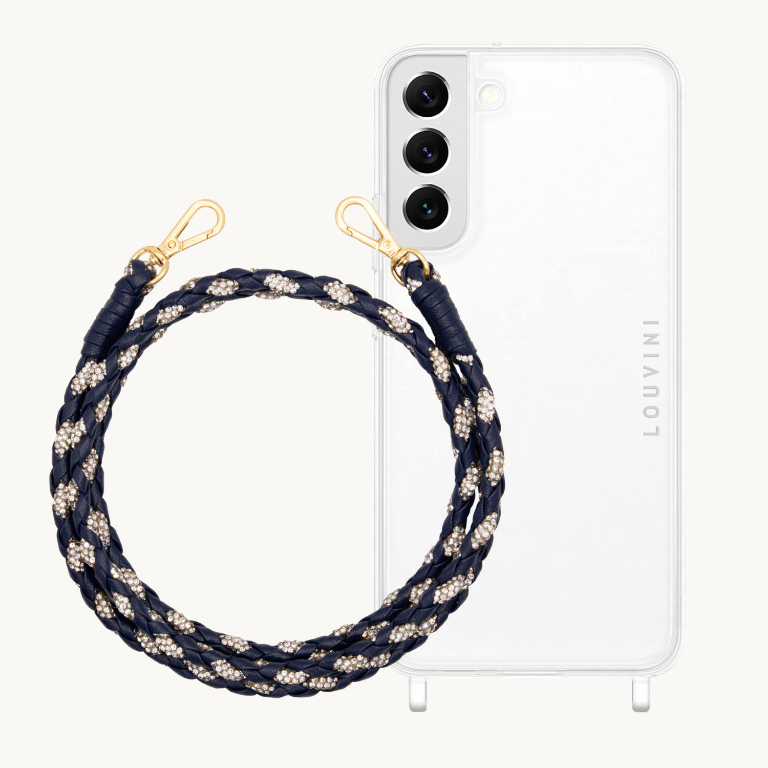 ensemble coque samsung et chaîne de téléphone en cuir et strass