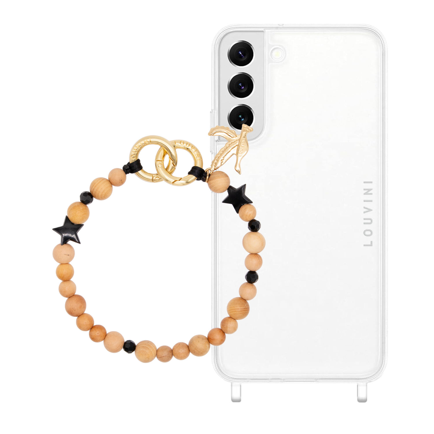 ensemble coque samsung et bracelet de téléphone en perle
