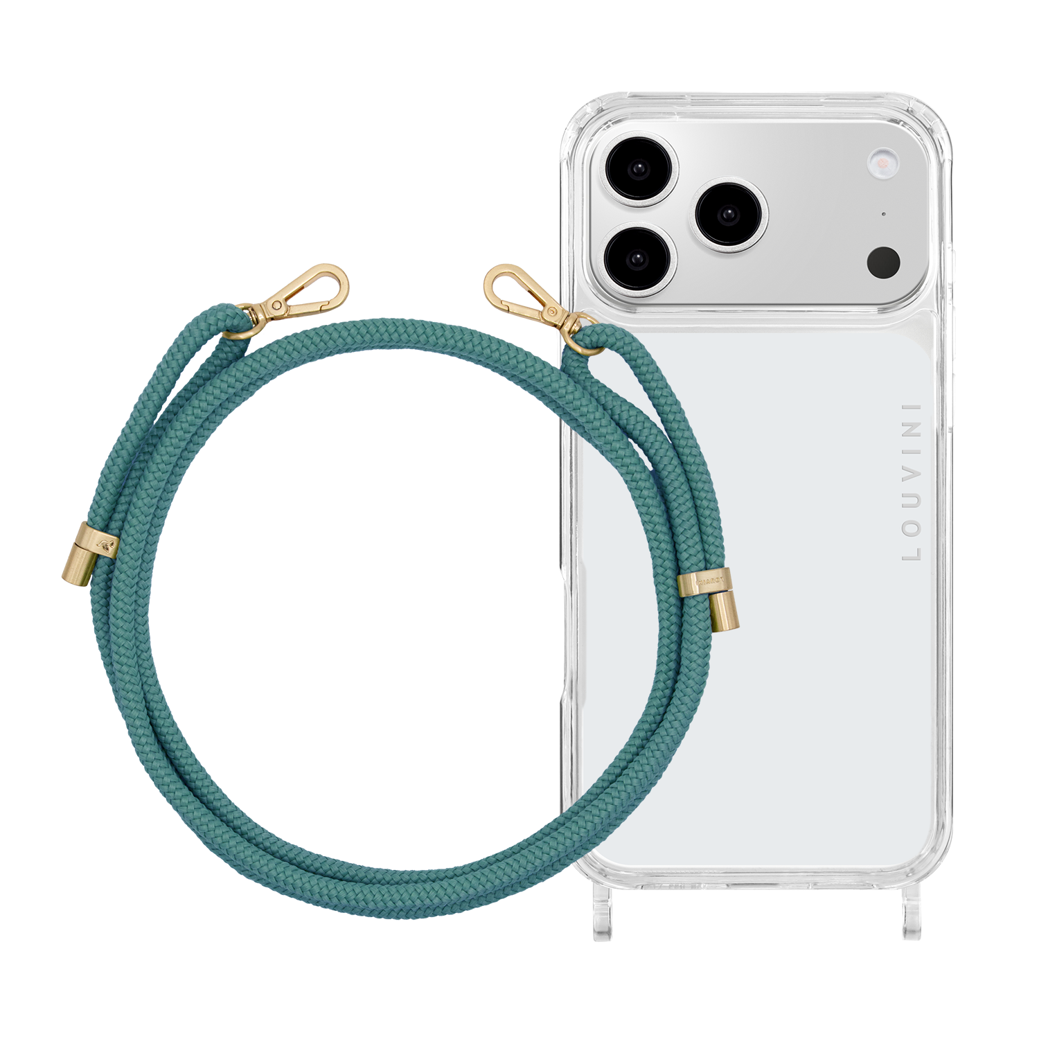 Coque iPhone CHARLIE & cordon TESSA Bleu-Turquoise