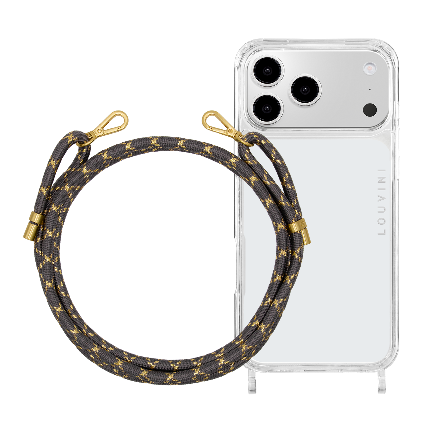 Coque iPhone CHARLIE & cordon TESSA Gris-Doré
