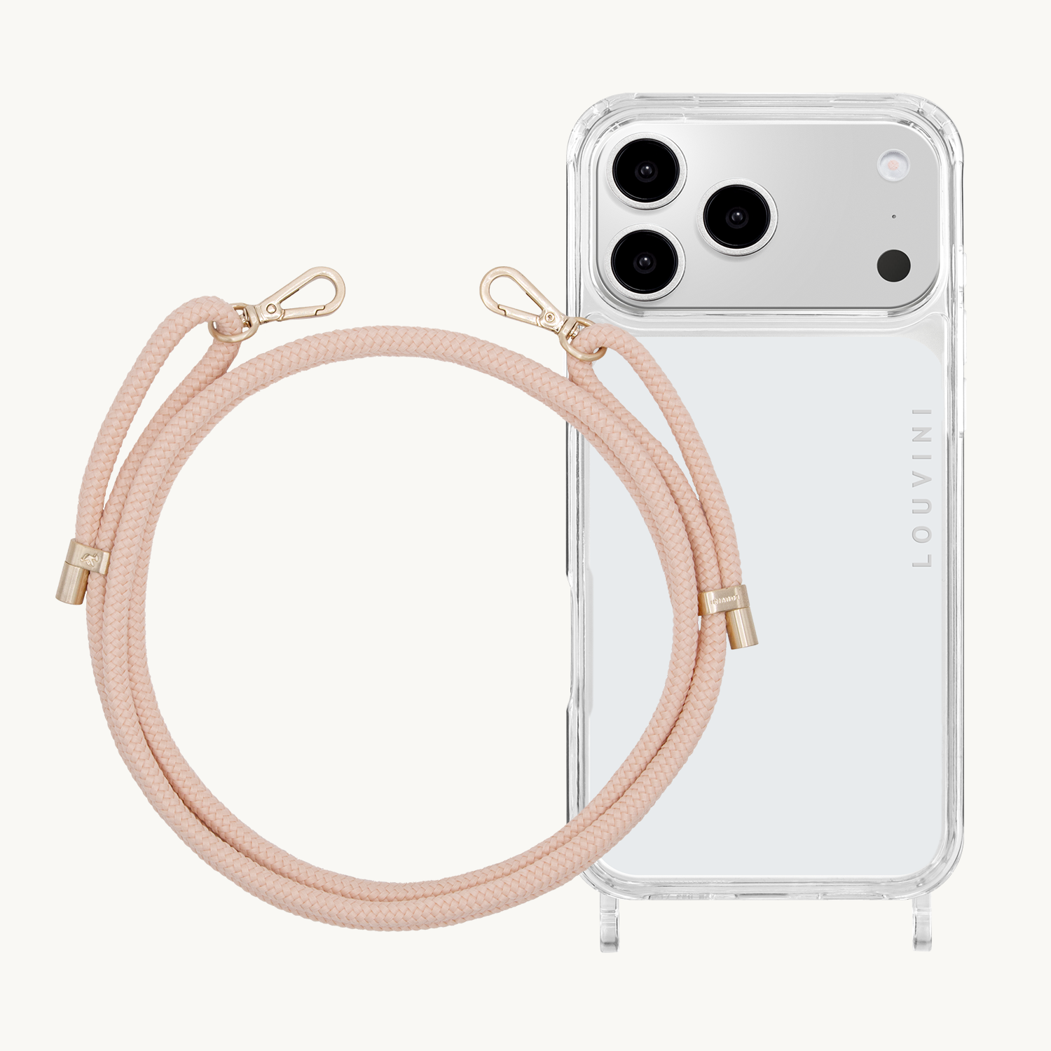 Coque iPhone CHARLIE & cordon TESSA Rose-Poudré