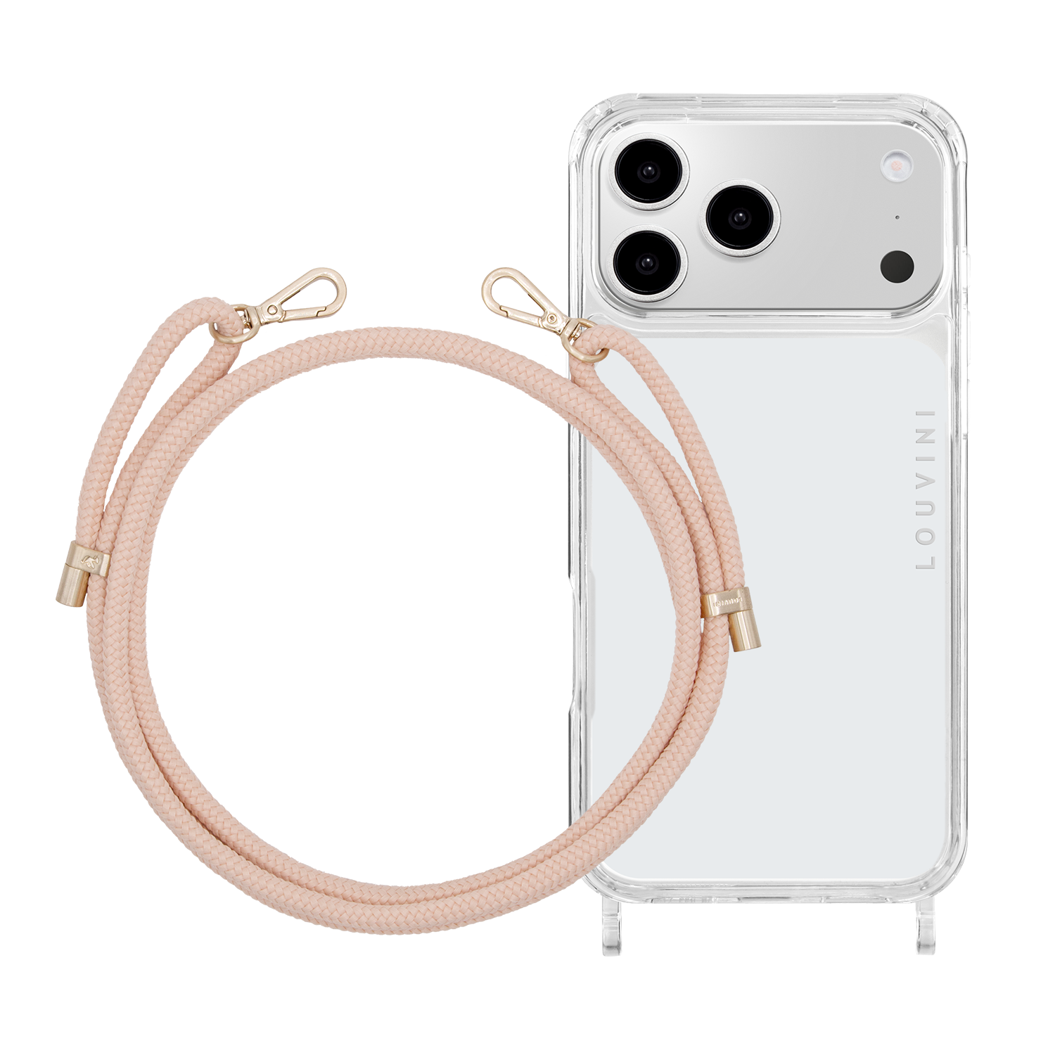 Coque iPhone CHARLIE & cordon TESSA Rose-Poudré