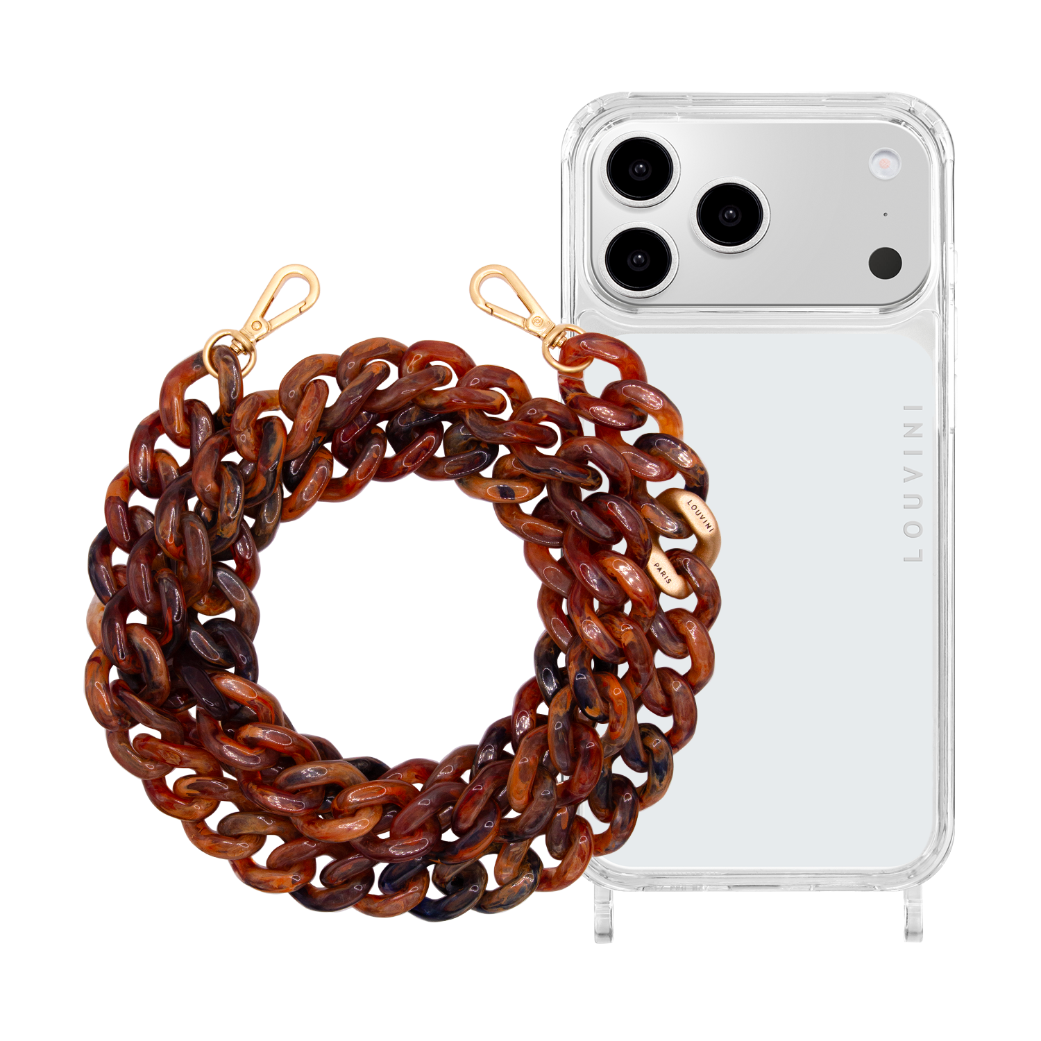 Coque iPhone CHARLIE & chaîne ZOE Brun