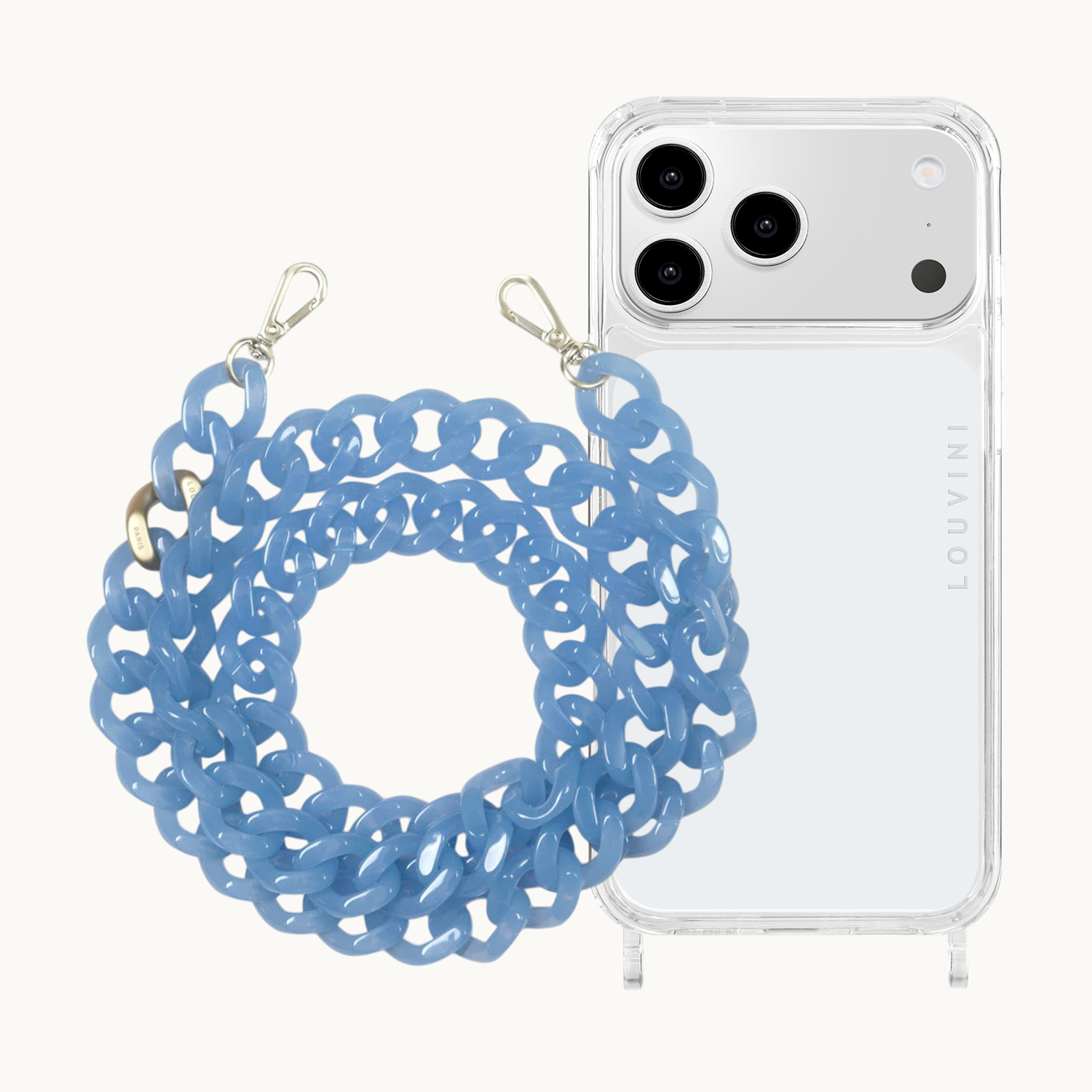 Coque iPhone CHARLIE & chaîne ZOE Bleu