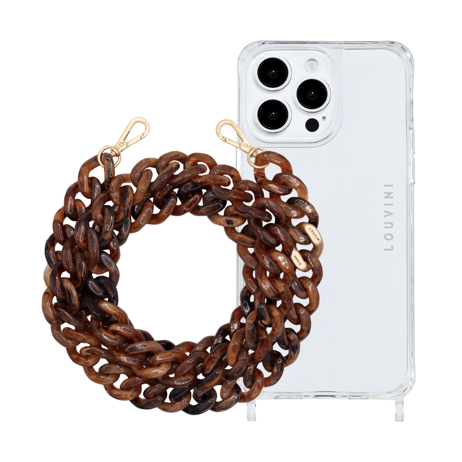 Coque iPhone CHARLIE & chaîne ZOE Brun