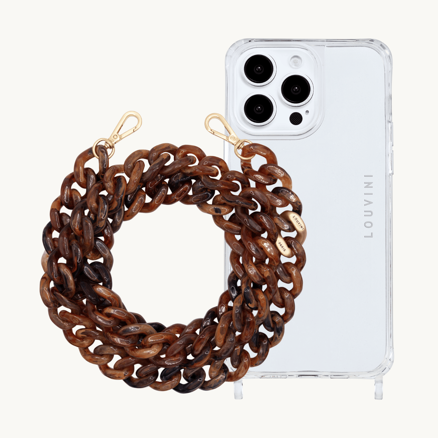 Coque iPhone CHARLIE & chaîne ZOE Brun