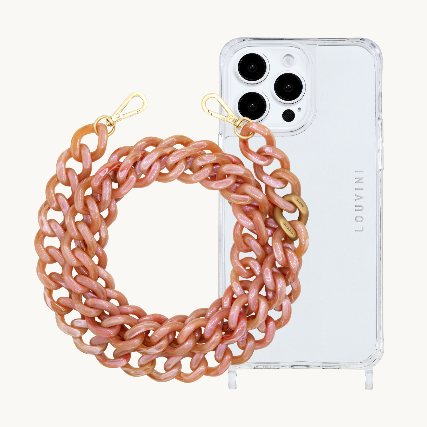 ensemble coque pour téléphone transparente et chaîne bubble gum
