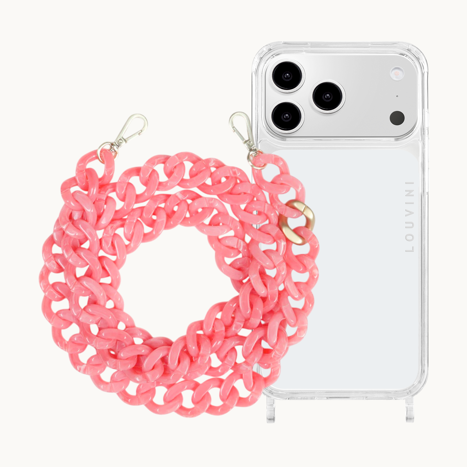 Coque iPhone CHARLIE & chaîne ZOE Corail
