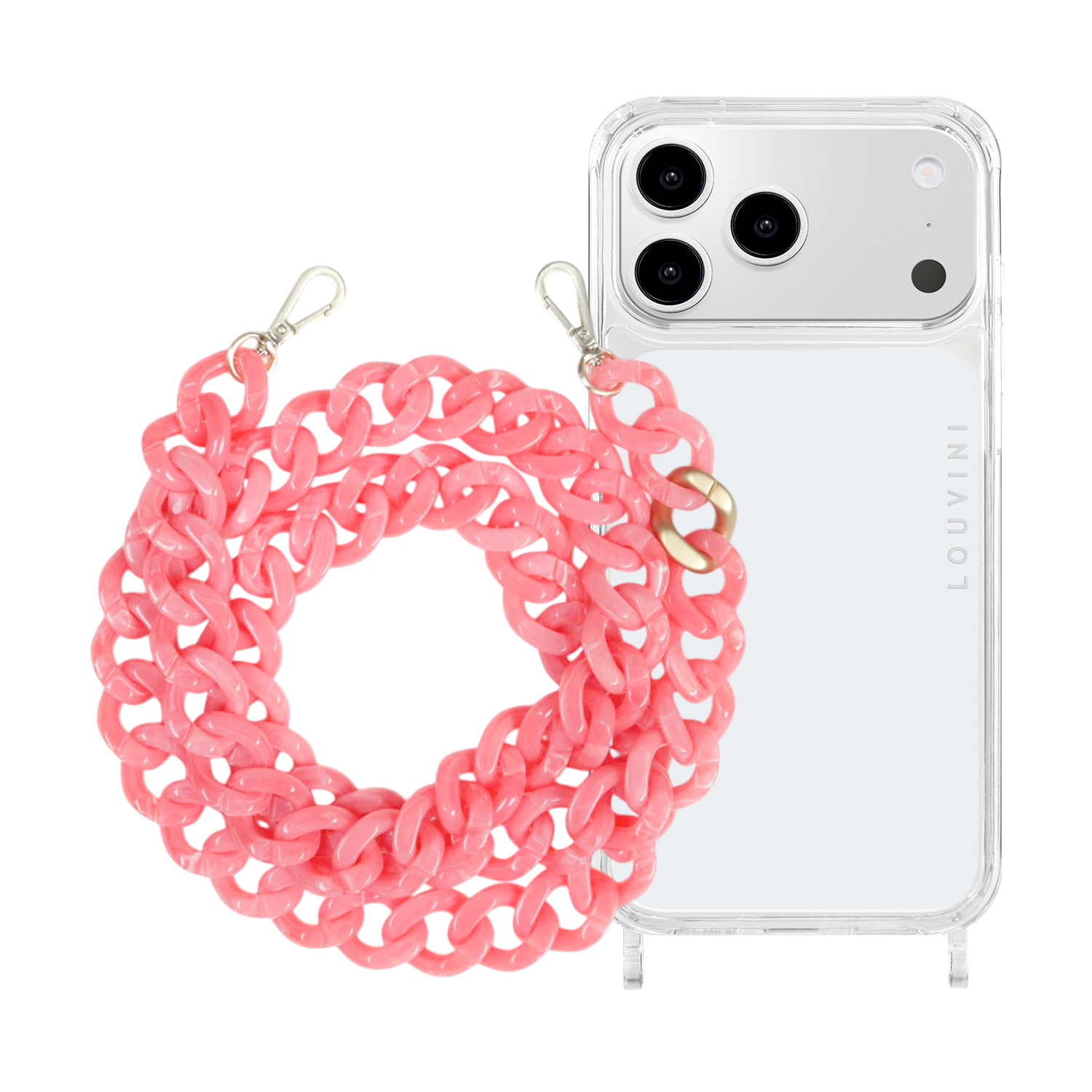 Coque iPhone CHARLIE & chaîne ZOE Corail