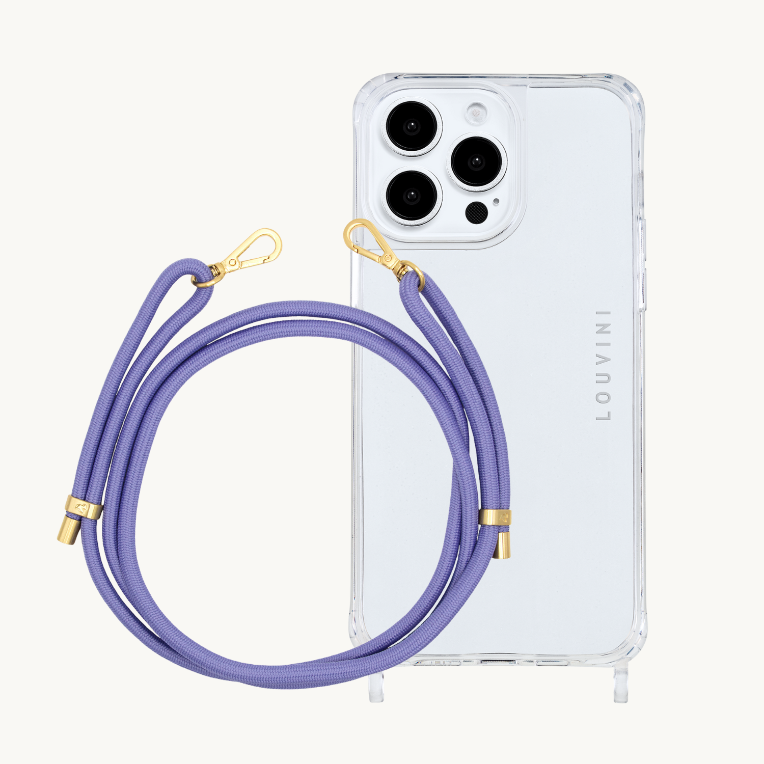 ensemble coque de téléphone transparente et cordon violet