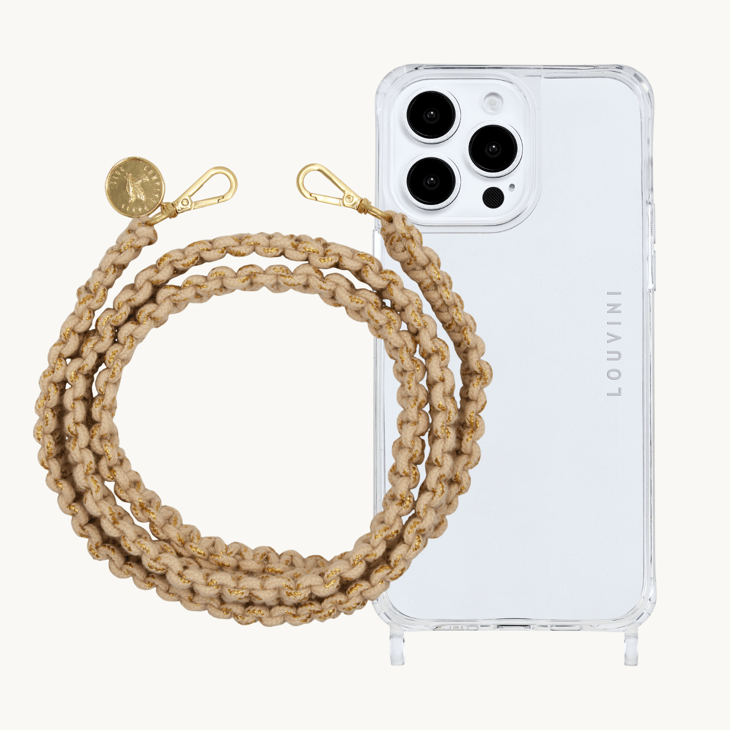 Coque iPhone CHARLIE & cordon PALMA Écru