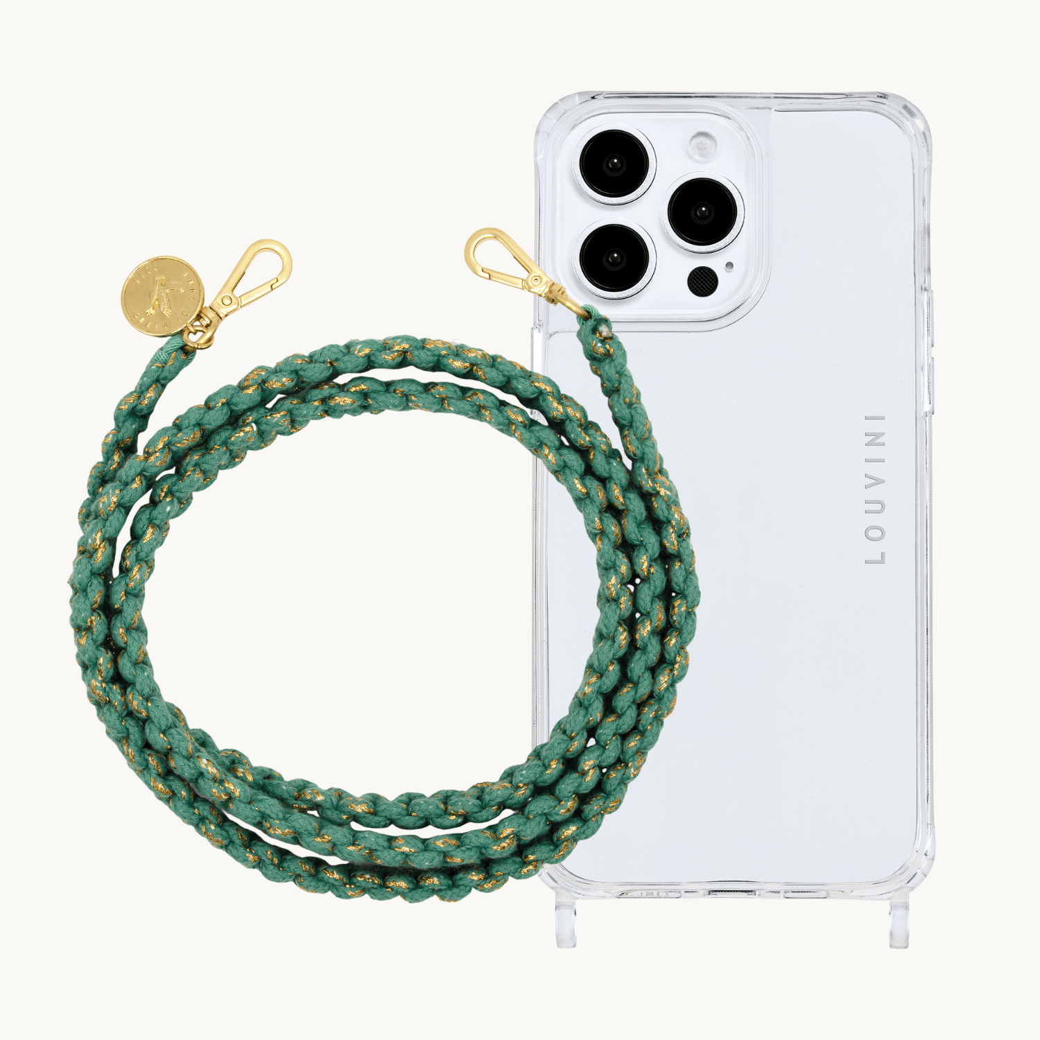 Coque iPhone CHARLIE & cordon PALMA Turquoise