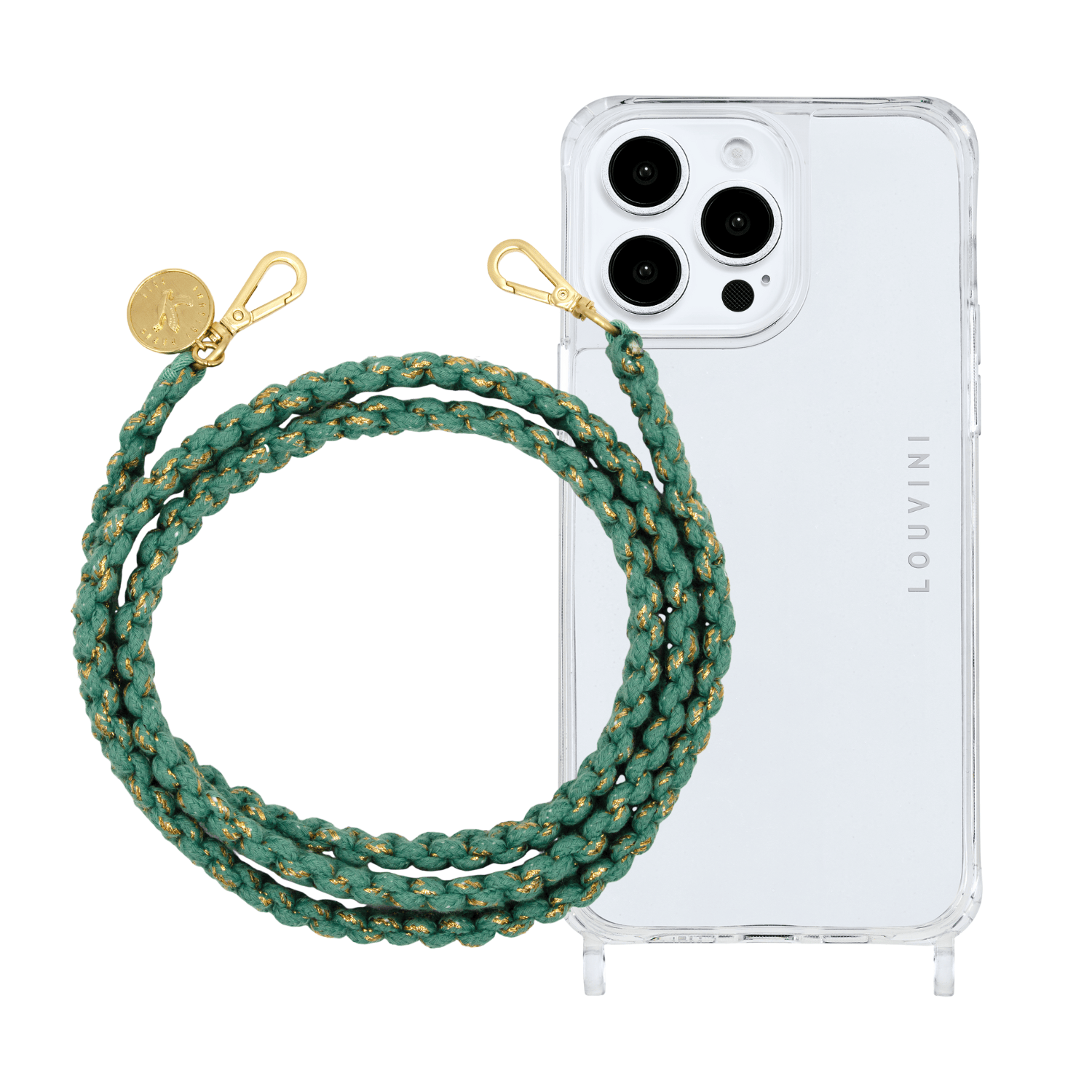 Coque iPhone CHARLIE & cordon PALMA Turquoise