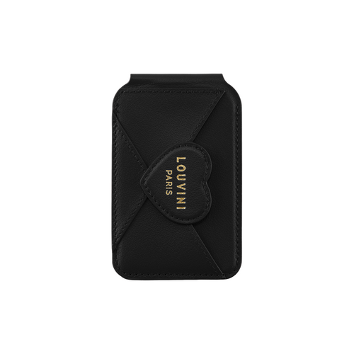 Porte-cartes MagSafe noir pour coque de téléphone avec motif cœur, accessoire pratique et tendance