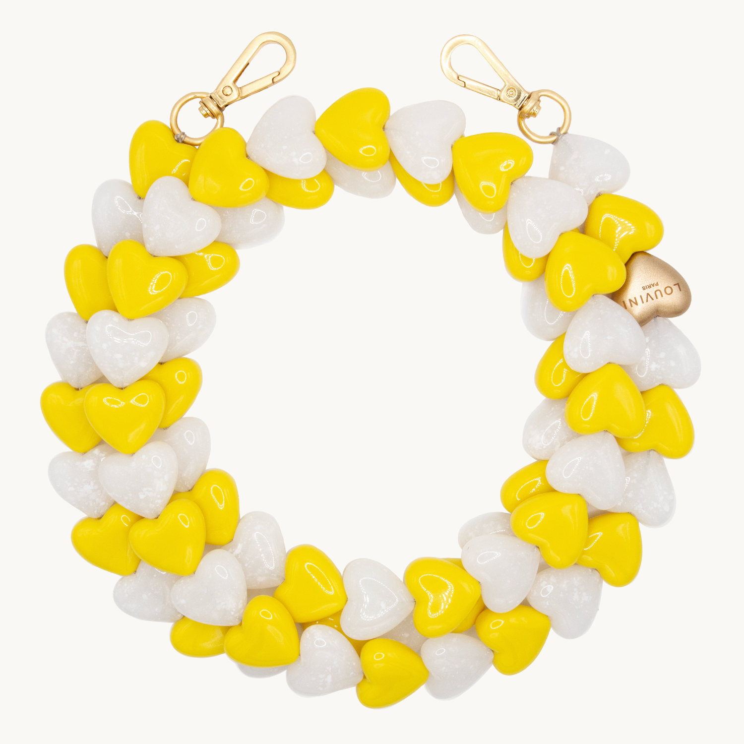 Chaîne de telephone coeur jaune blanc