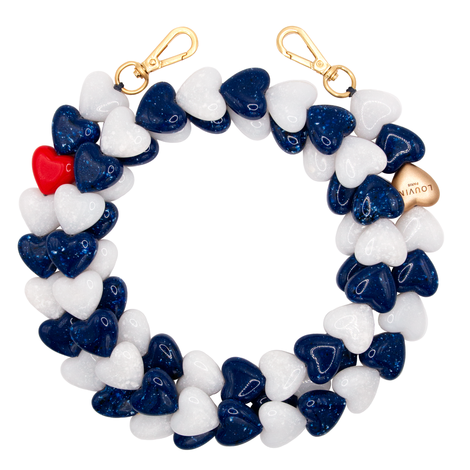 Chaîne de telephone coeur marine blanc