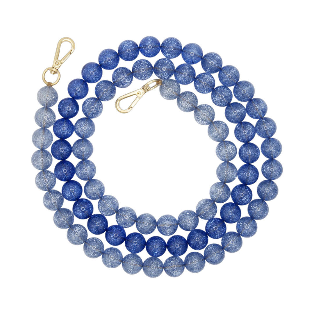 chaine bandouliere pour telephone a perles bleu degrade transparent