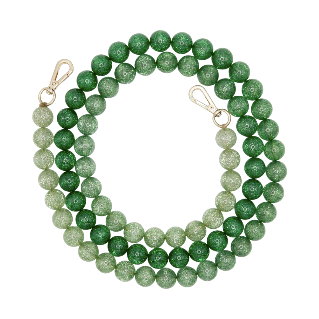 chaine bandouliere pour telephone a perles vert degrade transparent