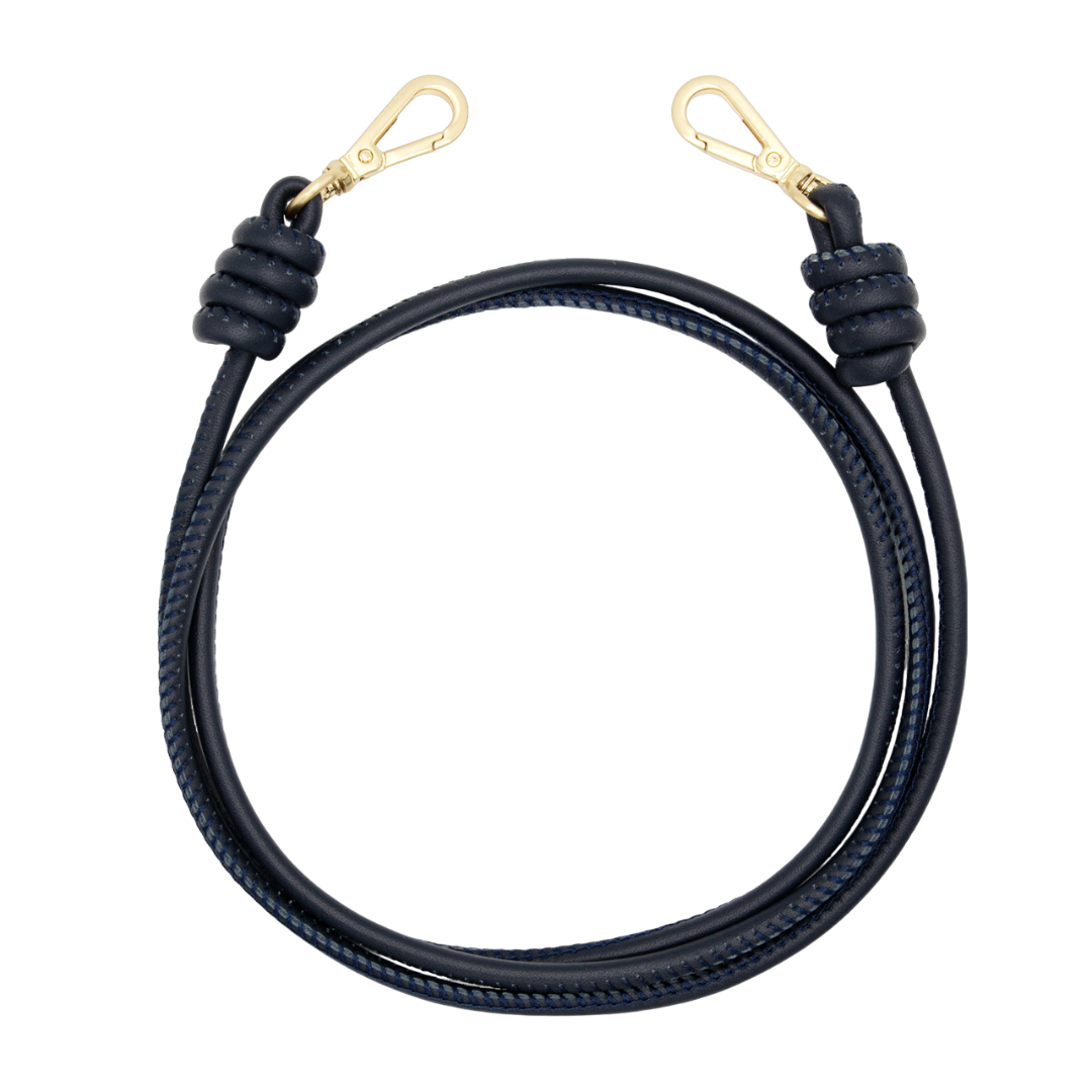 cordon en cuir pour telephone bandouliere bleu marine roulé