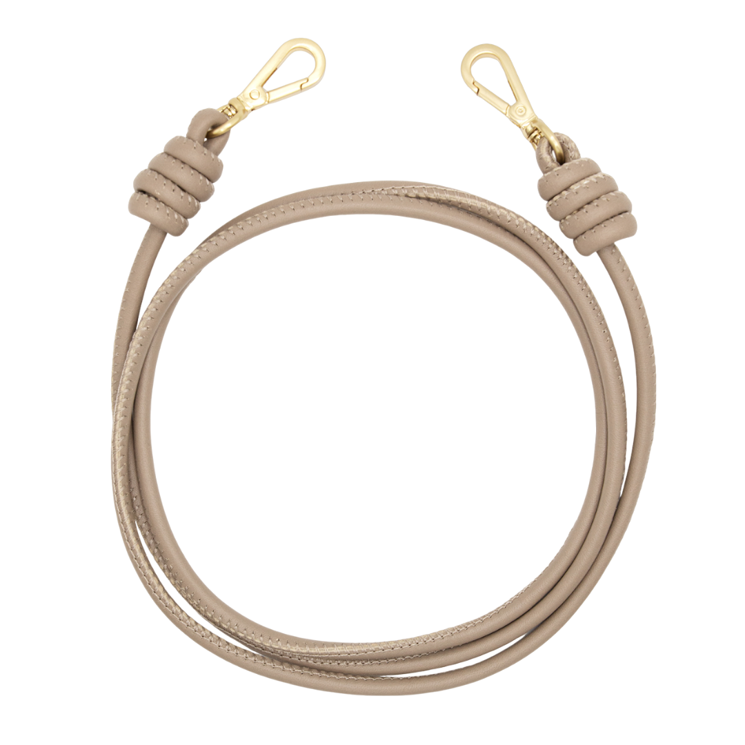 cordon en cuir pour telephone bandouliere taupe roulé