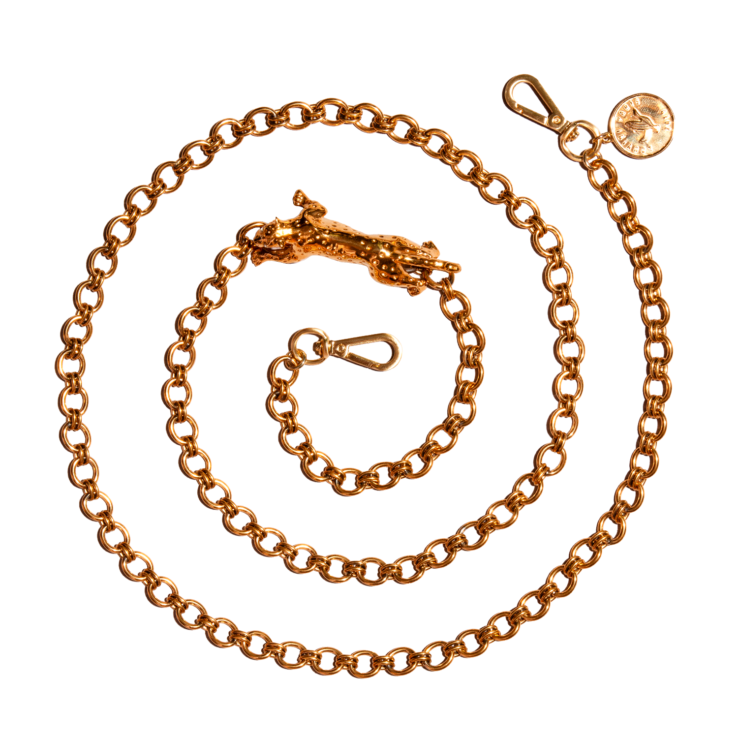 Chaîne de telephone dore leopard