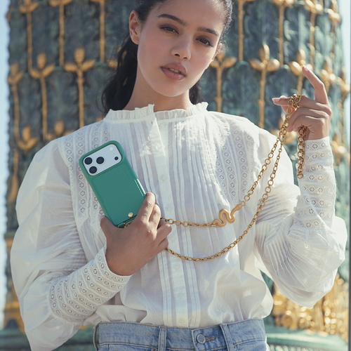 Coque iPhone LOU Émeraude & Chaîne DALIA Serpent